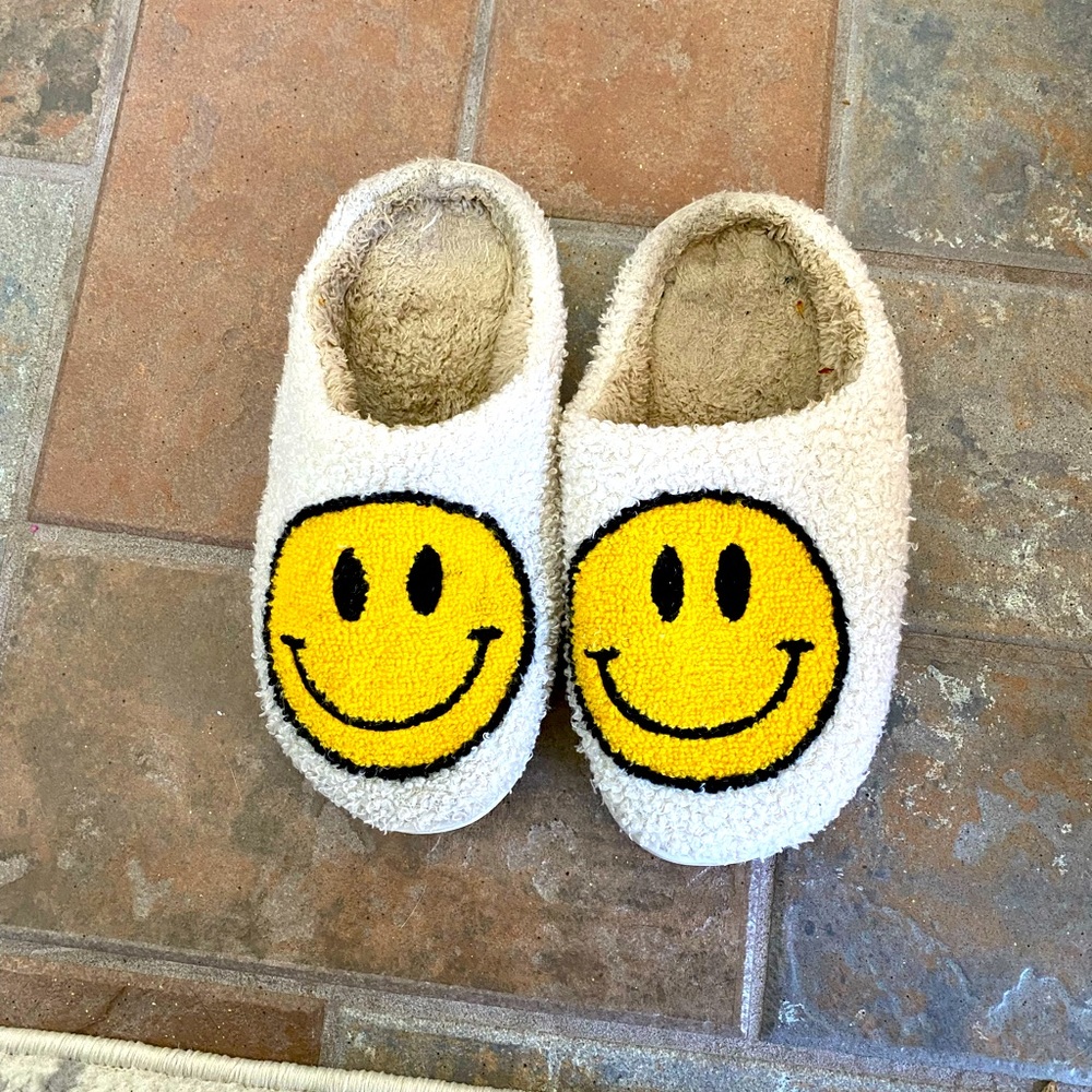 Yellow Smiley Face Slippers